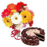 Chocolate Cake With Gerberas