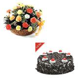 Blooming Carnations with Cake