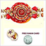 Send Om Circle Rakhi with Free Silver Coin  to Usa
