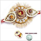Send Om Shree Swastik Rakhi with Free Silver Coin  to Usa
