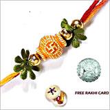 Send Ethnic Swastik Rakhi with Free Silver Coin to Usa