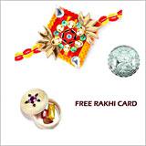 Send Sparkling Ethnic Rakhi with Free Silver Coin to Usa