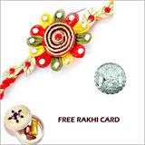 Send Kundan Flower Rakhi with Free Silver Coin to Usa