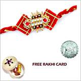 Send 8 Diamond Rakhi with Free Silver Coin to Usa