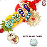 Send Zardosi Peacock Rakhi with Free Silver Coin  to Usa