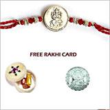 Send Jewelled Om Ganapati Rakhi  with Free Silver Coin  to Usa