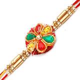 Satin Base Stone Flower Rakhi 	