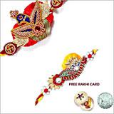 Send Zardosi Rakhi Pair - Set of 2 with Free Silver Coin  to Usa