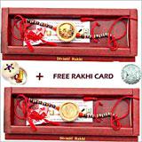 Send 22K Gold Plated Rakhi Pair - Set of 2 with Free Silver Coin to Usa