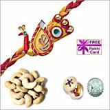 Send Zardosi Rakhi with 50 grams Cashews and Free Silver Coin to Usa
