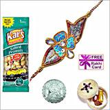 Send Zardosi Rakhi with 50 grams Peanuts and Free Silver Coin  to Usa