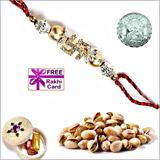 Send Jewelled Rakhi with 50 grams Pistachios and Free Silver Coin  to Usa