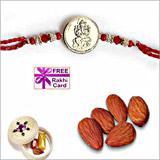22K Gold Plated Rakhi with 50 grams Almonds and Free Silver Coin 