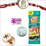 22K Gold Plated Rakhi with 50 grams Peanuts and Free Silver Coin 
