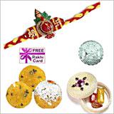 225 Grams Boondi Ladoo - Half Pound with Free Rakhi and Silver Coin 