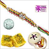 225 Grams Coconut Burfi - Half Pound with Free Rakhi and Silver Coin 
