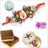 225 Grams Chocolate Burfi - Half Pound with Free Rakhi and Silver Coin 