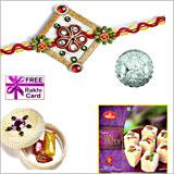 Rakhi with 500 grams Haldiram Soan Papadi and Free Silver Coin 