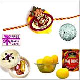 Rakhi with Haldiram Rajbhog and Free Silver Coin For USA 