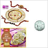 Pista Barfi sweets, Rakhi Thali, Silver Coin