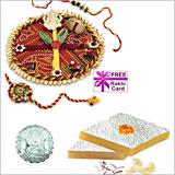 Rakhi Thali with 225 grams Kaju Katli and Free Silver Coin