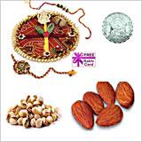 Rakhi Thali with 225 grams assorted Dryfruits and Free Silver Coin