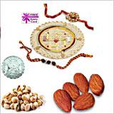 Rakhi Thali with 450 grams assorted Dryfruiits and Free Silver Coin