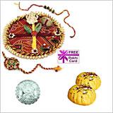 Send Rakhi Thali with 2 LB Kesar Peda with Free Rakhi Thali and Free Silver Coin to Usa