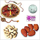 Send Rakhi Thali with 2 LB Almonds Cashews and Free Silver Coin to Usa
