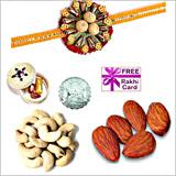 Rakhi with 450 Grams Almonds and Cashews and Free Silver Coin