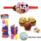 Bowling Game Play Set  Chocolate Rakhi Combo