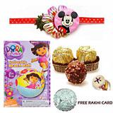 Inflatable Dora The Explorer Beach Ball Chocolate Rakhi Combo