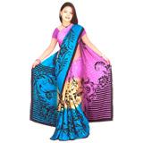 Send Multi - Coloured Brasso Saree  to Mumbai