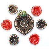 Send Colorful Earthen Diya Set to India
