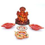 Send Precious Diya and Lord Ganesha Set to India