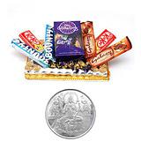 Send Tasty Chocolates in a Rectangular Tray With Diyas to India