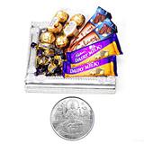 Send Yummy Chocolate Thali With Diyas to India