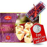 Send Soan Papdi  and sparkling Diwali diyas to Usa