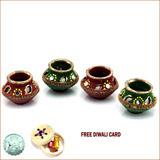 Send Decorative Matki Diyas - Set of 4 to Usa