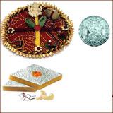 Bhai Dooj Thali with 450 grams Kaju Katli and Free Silver Coin