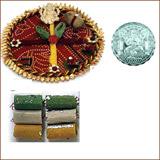Bhai Dooj Thali with 450 grams Kaju Roll and Free Silver Coin