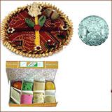 Bhai Dooj Thali with 450 grams Assorted Sweets and Free Silver Coin