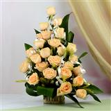 25 Peach Rose Basket