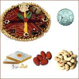 Bhai Dooj Thali with 1 LB Kaju Katli and 1 LB Assorted Dryfruits