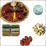 Bhai Dooj Thali with 1 LB Assorted Rolls and 1 LB  Assorted Dryfruits