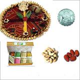 Bhai Dooj Thali with 1 LB Assorted Sweets and 1 LB Assorted Dryfruits