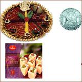 Bhai Dooj Thali with 250 grams Haldiram Soan Papadi and Free Silver Coin