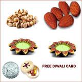 Send Diya Set with Half Pound Almonds and Pistachios to Usa