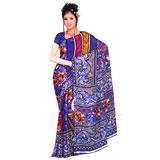 Send Swirls with Flower on Crape Saree to India
