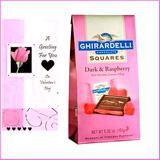 Send Ghirardelli Chocolate Squares - Dark and Raspberry with Free Valentine Card to Usa
